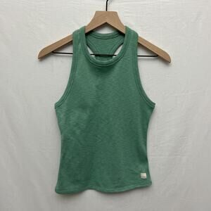 vuori sunrise green high neck ribbed racerback tank